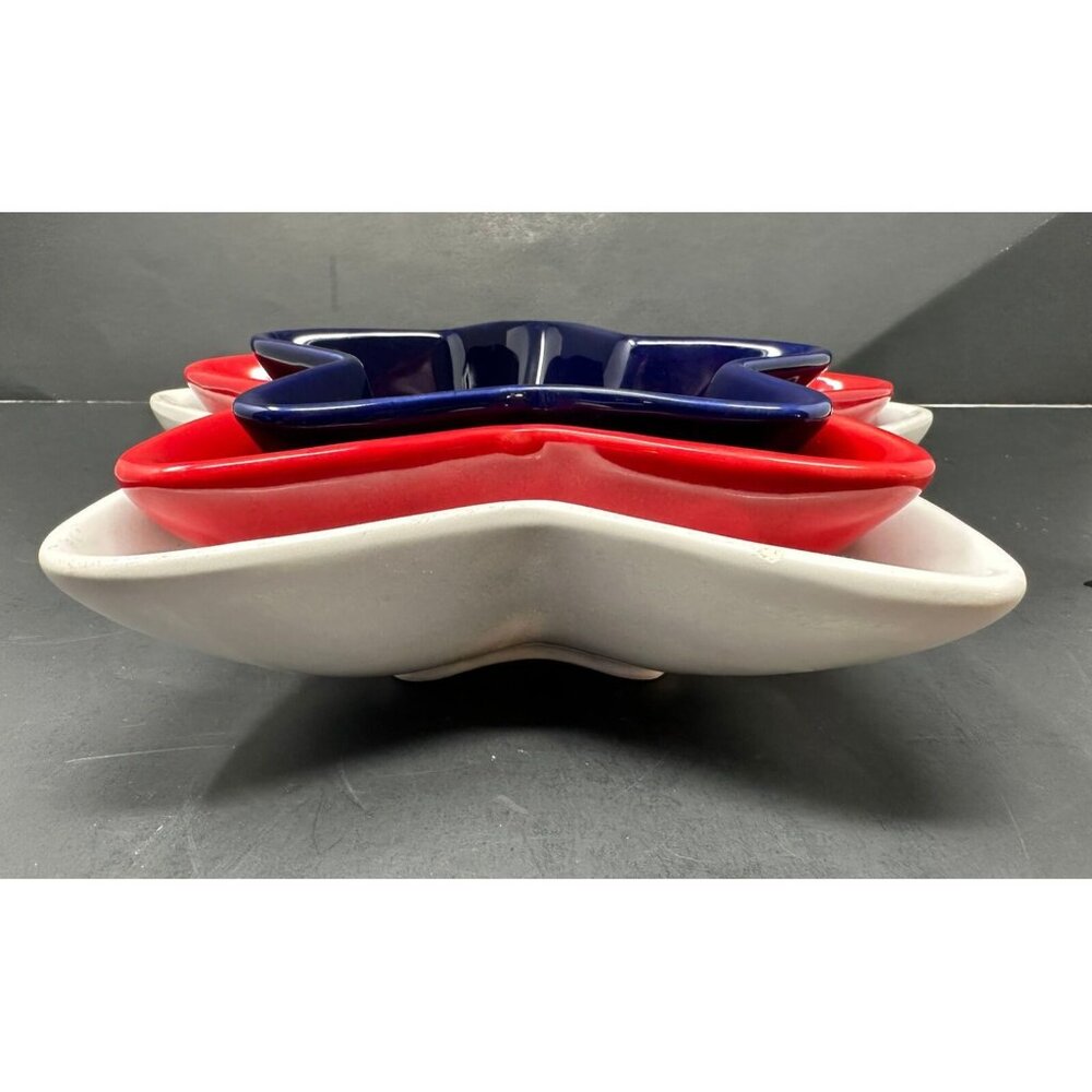 3 PIER 1 STAR SHAPED NESTING SERVING BOWLS Red White Blue Patriotic July 4th HTF - Picture 10 of 15